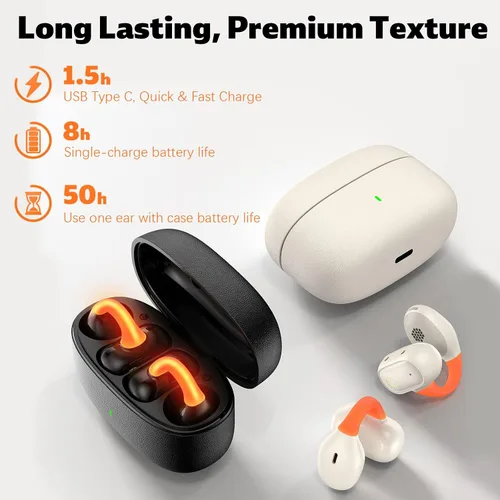 Miniatura 8 de Auriculares inalámbricos de oído abierto Clip seguro Auriculares deportivos conducción ósea Correr Auriculares Bluetooth Gaming Auriculares
