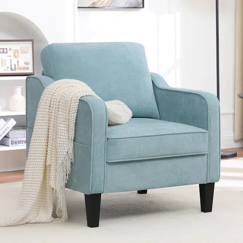 Silla decorativa para sala de estar, silla de lectura moderna de mediados de siglo para dormitorio, sillón tapizado con bolsillos laterales, cómodo