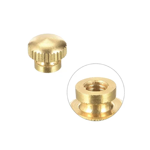 Miniatura 4 de uxcell Tuercas moleteadas de latón, M4x0.0.276 in redondo escalonado perillas sujetadores para impresora 3D, equipo electrónico, 8 piezas