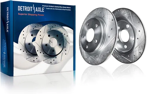 Miniatura 6 de Detroit Axle - Kit de frenos para Jeep Grand Cherokee 99-04 1999 2000 2001 2002 2003 2004 Rotores de freno de disco perforados y ranurados Pastillas