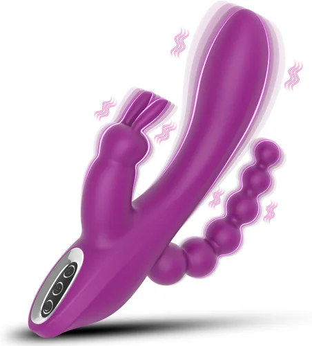 Miniatura 7 de Vibrador de punto G con forma de conejo 3 en 1, consolador anal con 7 modos de vibración para mujeres - Adorime, masajeador y estimulador