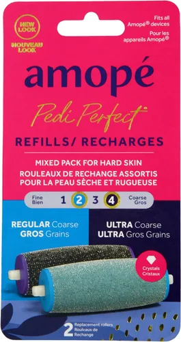 Amope Pedi Perfect - Removedor eléctrico de callos para pies con cristales de diamante, elimina la piel dura y muerta, paquete mixto para piel dura,