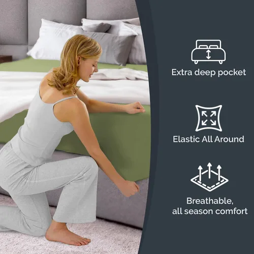 Miniatura 5 de Sábana bajera extra profunda tamaño California King, sábana individual de lujo para hotel, se adapta fácilmente a colchones de 18 a 24 pulgadas