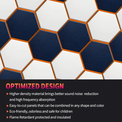 Miniatura 4 de Mollywell Paneles acústicos hexagonales, de alta densidad, insonorizantes, azulejos de fieltro decorativos para reducción de ruido para techos
