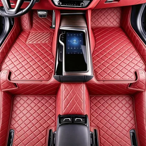 Miniatura 7 de Alfombrillas de cuero personalizadas para todo tipo de clima, revestimientos para el suelo de automóviles, SUV, camiones, juego de tapetes Azul