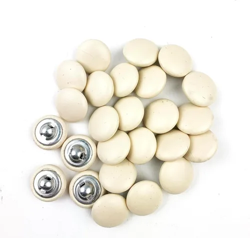 Miniatura 6 de Heyiwell 30 botones redondos cubiertos de cuero con vástago de metal, para vestidos de novia, camisas, vestidos, manualidades de costura (beige, mm)
