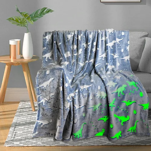 Miniatura 9 de TEHALK Mantas de bebé personalizadas para niños, manta de dinosaurio para niños, manta que brilla en la oscuridad para niños, manta para niños