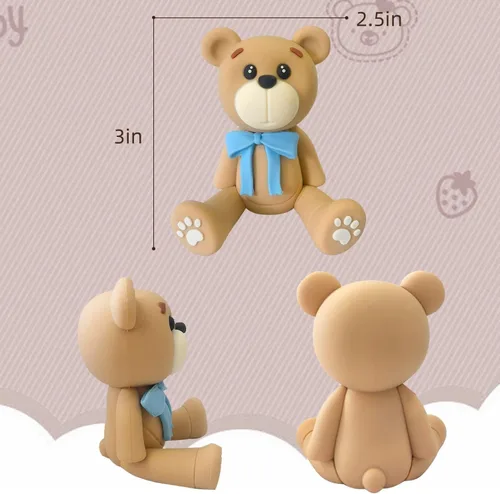Miniatura 2 de Decoración 3D para tartas de oso para decoración de tartas de oso para niños y niñas, baby shower, suministros de fiesta de cumpleaños (azul)