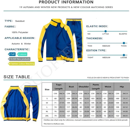 Miniatura 7 de DUOFIER Conjunto deportivo para hombre, sudadera con cremallera completa, pantalones deportivos cálidos, ropa de entrenamiento para gimnasio