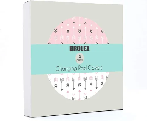 Miniatura 2 de BROLEX - Juego de 2 fundas elásticas para cambiadores para cambiadores para niñas y niños, flecha rosa y blanca