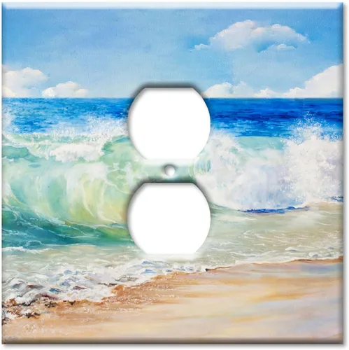 Miniatura 5 de Art Plates - Placa de interruptor de palanca doble - Placa decorativa de pared de metal con interruptor de luz de 2 cuadrillas - Pintura de playa