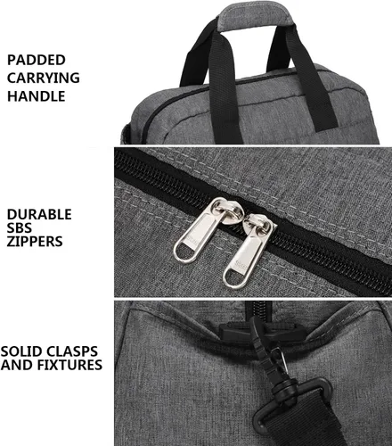 Miniatura 5 de Bolsa de gimnasio pequeña de 14 pulgadas para mujeres y hombres, mini bolsa de lona para viajes, deportes, bolsa de transporte ligera, color gris
