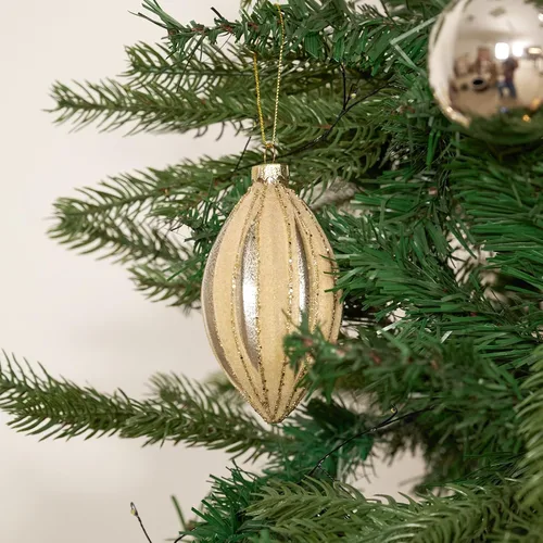 Miniatura 6 de DN DECONATION Adornos de cristal de Navidad, adorno de bola colgante de terciopelo flocado con varios tamaños y diseños, adorno amarillo mate