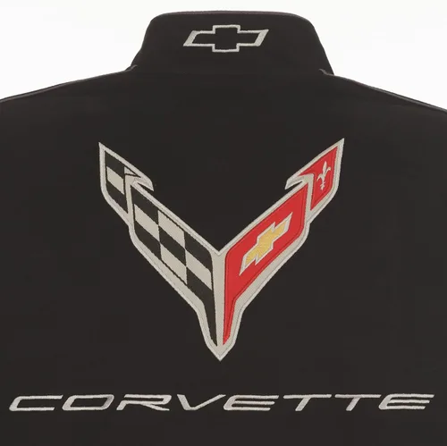 Miniatura 6 de JH DESIGN GROUP Chaqueta Chevy Corvette C8 para hombre, un abrigo de sarga clásico bordado
