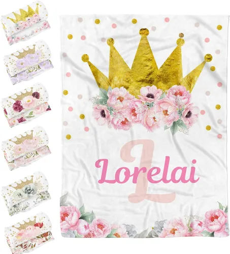 Miniatura 12 de Mantas de bebé personalizadas para niños y niñas, manta de bebé personalizada para niñas y niños, manta de bebé personalizada con corona de nombre