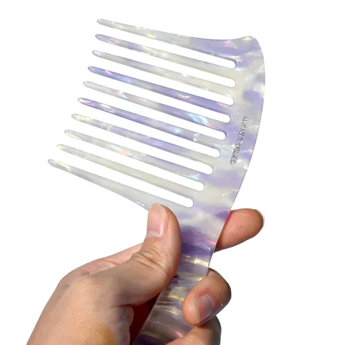 Miniatura 3 de D1 peine de dientes anchos de 7.4 pulgadas para una fácil portabilidad. Adecuado para mujeres y niñas cabello rizado, rizado y apretado, el diseño