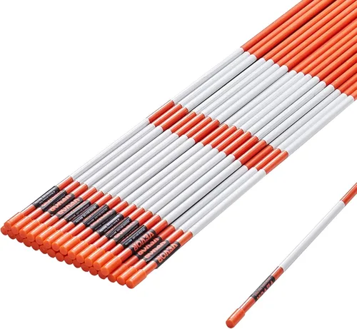 Miniatura 11 de VEVOR Marcadores de entrada, 50 PIEZAS 48 pulgadas, 0.31 pulgadas de diámetro, postes de fibra de vidrio naranja con cinta reflectante para nieve