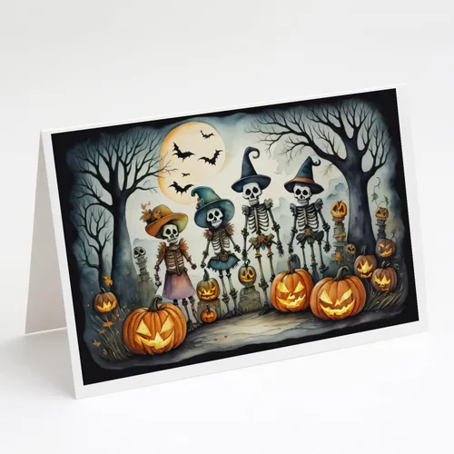 Miniatura 40 de Caroline's Treasures DAC2223GCA7P - Tarjetas de felicitación y sobres de Halloween espeluznantes de gato negro, paquete de 8 tarjetas en blanco