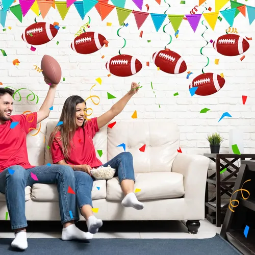 Miniatura 6 de 24 piezas de decoraciones de fiesta de fútbol de 7.9 pulgadas, remolinos colgantes de fútbol, suministros para fiestas de fútbol, remolinos