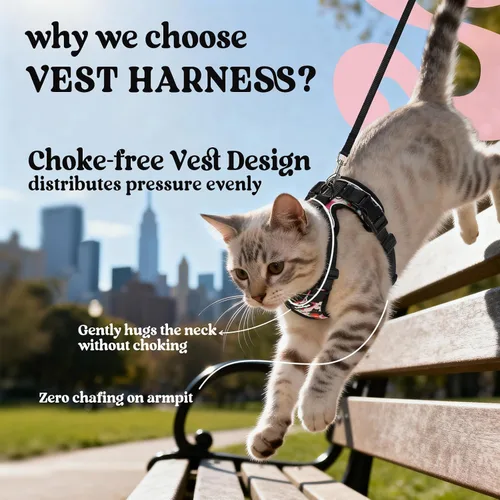 Miniatura 3 de rabbitgoo Cat Harness and Leash Set, Escape Proof Vest, XXS, Berry Pounce Soft Breathable Mesh, No-choke Adjustable Fit, Snap Buckles, Sturdy