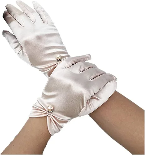 Miniatura 25 de Vestido de novia de satén para mujer, fiesta de ópera, guantes de los años 20, guantes hasta la muñeca