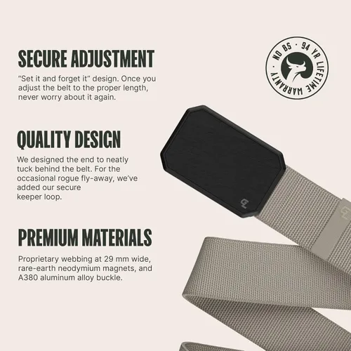 Miniatura 2 de Groove Life - Cinturón de nailon elástico para hombre con hebilla magnética de aluminio