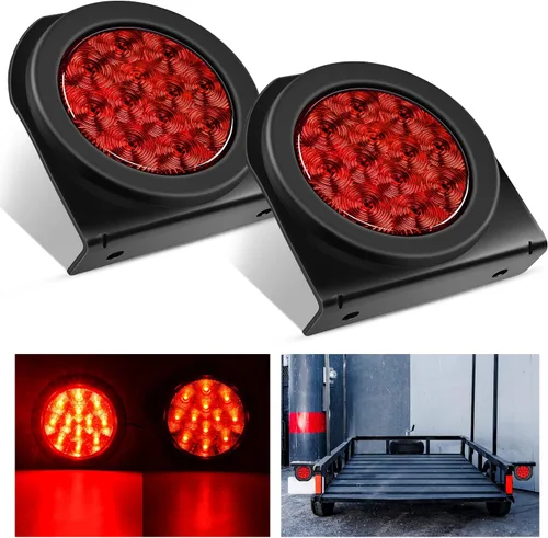 Miniatura 13 de Nilight Luz de faro trasero, redonda, 4 pulgadas, 2 piezas, 24 luces LED rojas, parada, freno, giro, ojales de montaje empotrado, impermeabilidad