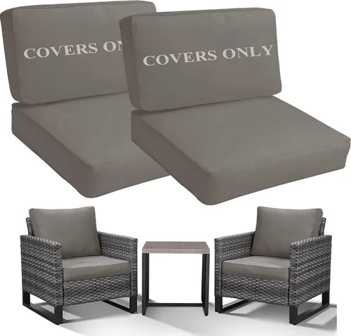 Miniatura 8 de Sqodok Juego de 4 fundas de cojín de patio, fundas de cojín de asiento profundo para patio, impermeables, fundas de cojín de asiento y respaldo