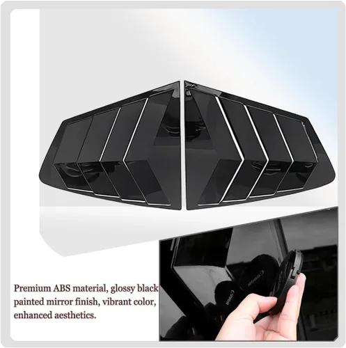 Miniatura 6 de MUXEE 2 piezas, rejillas de ventilación para ventana lateral trasera, cubiertas de persianas, embellecedores deportivos ABS en color negro brillante