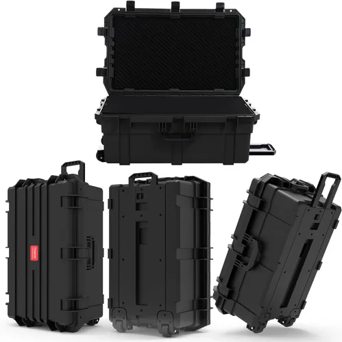 Miniatura 8 de Regetek Funda rígida impermeable, 33 x 21 x 14 pulgadas, funda para equipo con ruedas/espuma personalizable/mango retráctil para electrónica