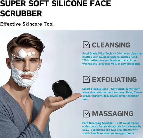 Miniatura 2 de Exfoliante facial de silicona suave para poros, cepillo de lavado facial manual, impermeable, limpieza para el cuidado de la piel, cepillos