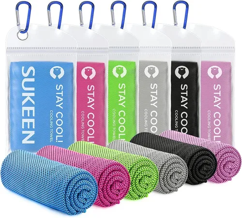 Miniatura 18 de Sukeen Paquete de 10 toallas refrescantes (40 x 12 pulgadas) para sudor, envolturas refrescantes para el cuello, toallas de hielo suaves y Rosa