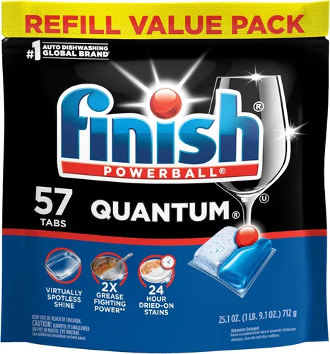 Miniatura 10 de Finish Quantum Cápsulas para lavavajillas, sin enjuague previo, detergente para lavavajillas, elimina las manchas y la grasa seca 24 horas, dejando