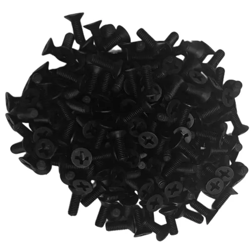 NACX Tornillos Phillips de Cabeza Plana de Nylon M3 x 8mm Tornillos de Máquina Avellanados Negros, 200 Piezas
