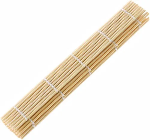 Miniatura 4 de GARASANI Paquete de 2 kits de fabricación de sushi de bambú, 2 tapetes de bambú natural, 1 cepillo de cocina, 9.4 x 9.4 pulgadas (beige)