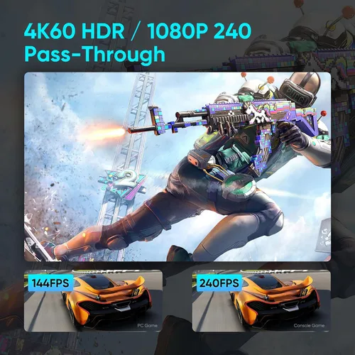 Miniatura 6 de Captura de videojuegos HDMI 4K 60fps y soporte de transferencia HDR y VRR, captura de 1080P 120fps para consola de juegos, transmisión en vivo