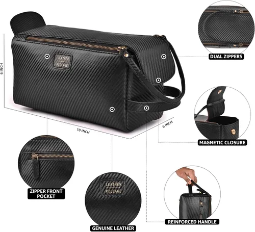 Miniatura 4 de LEATHER VILLAGE Kit Dopp 2, Negro carbón