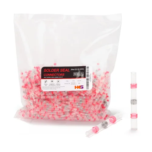 Miniatura 29 de HKS 200 PZS Conectores de Cable con Sellado de Soldadura – Terminales de Tope Termorretráctiles Rojos 22-18 AWG – Empalme de Cable Eléctrico ROJO