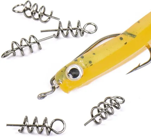 Miniatura 5 de BESPORTBLE 50 Uds. Cerradura de pesca al aire libre Aguja fija Ganchos de manivela Señuelo suave Herramientas de pesca Bait Keeper Pin central Worms