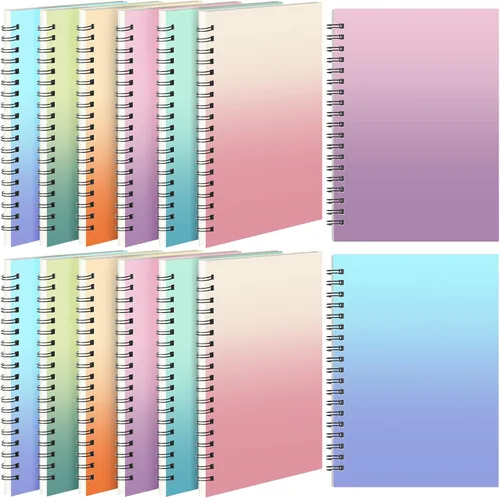 Miniatura 9 de Leelosp 12 cuadernos pequeños en espiral forrados en espiral, cuaderno con rayas universitarias, cubierta de papel kraft encuadernado con alambre