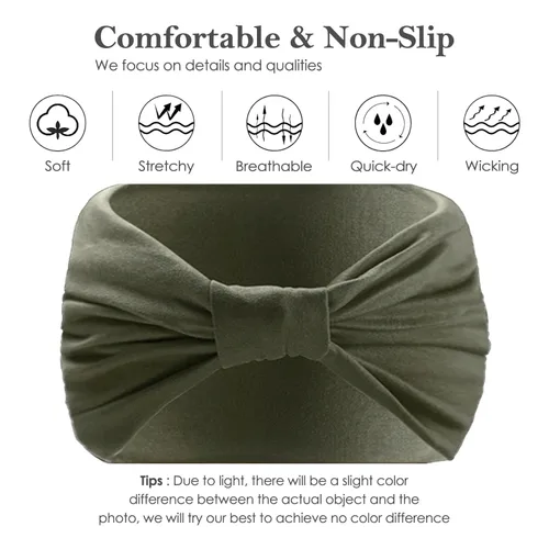 Miniatura 5 de Artilady Paquete de 12 diademas bohemias para mujer, bandas elásticas suaves para yoga para niñas, entrenamiento, correr, deporte, envoltura