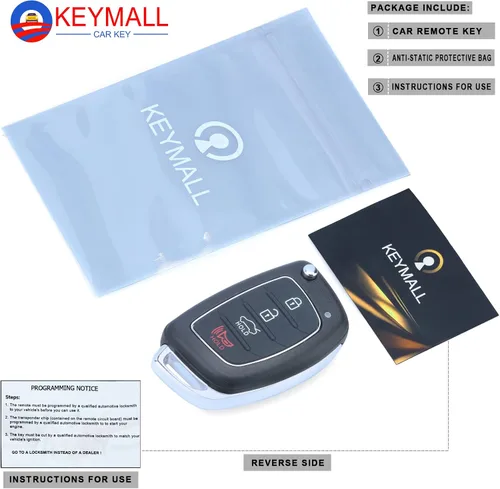 Miniatura 5 de Keymall Reemplazo de llavero remoto de entrada sin llave para Hyundai Sonata 2014 2015 2016 2017 433MHz 4 botones