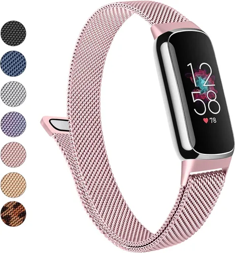 Miniatura 8 de Correa de metal para Fitbit Luxe para mujeres y hombres, correa de repuesto magnética ajustable de malla de acero inoxidable compatible con Fitbit