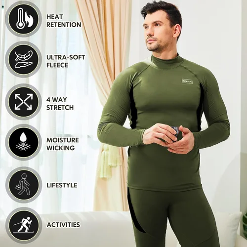 Miniatura 5 de romision Thermal Underwear for Men Long Johns Fleece Lined Hunting Gear Bottom Top Set Base Layer for Cold Weather XS-4XL