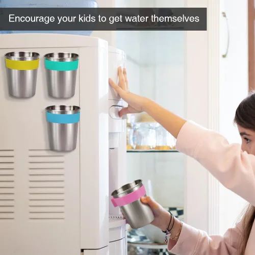 Miniatura 3 de SOPHICO Vasos colgantes magnéticos para niños pequeños y adultos, taza colgante en el refrigerador o enfriadores de agua, para bebedores