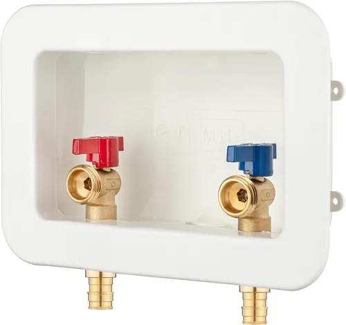 Miniatura 10 de Caja de salida para lavadora PEX-B con pararrayos de martillo y drenaje central, entrada de 1/2 pulgada PEX-B 1807 con lengüeta de crimpado x salida