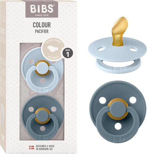 Miniatura 44 de BIBS - Paquete de 2 chupetes Bibs Colour, calmante, libre de bisfenol A, punta redonda, látex de goma natural Noche de vainilla