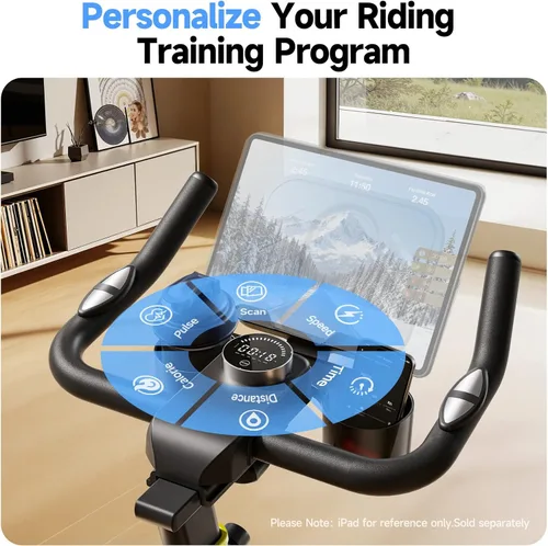 Miniatura 7 de YPOO Bicicleta estática, resistencia magnética ajustable, bicicletas estacionarias para cardio en casa con aplicación exclusiva, bicicleta