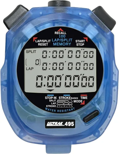 Ultrak 495 Cronómetro – Cronómetro digital profesional azul de 100 vueltas, cronómetro de intervalos con cuenta regresiva, reloj deportivo