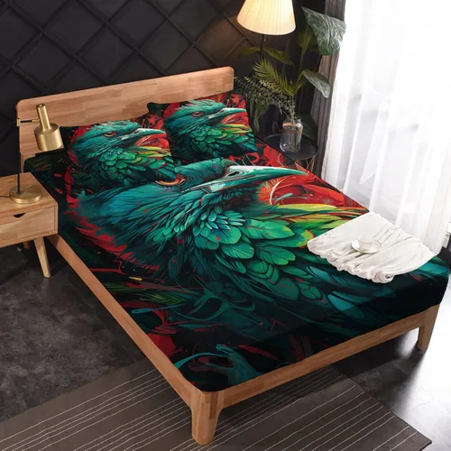 Miniatura 17 de Juego de sábanas de tamaño King, sábanas de conejo, sábanas de microfibra y fundas de almohada de 4 piezas, juego de sábanas con estampado colorido